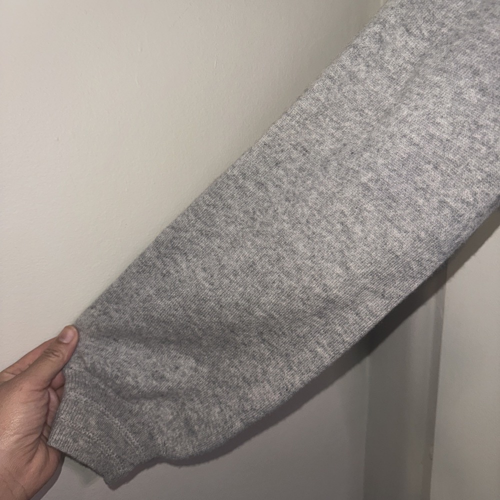 27 Miles Malibu Gray 100% Cashmere Peace Sign Intarsia Crewneck Sweater Large - Picture 10 of 13